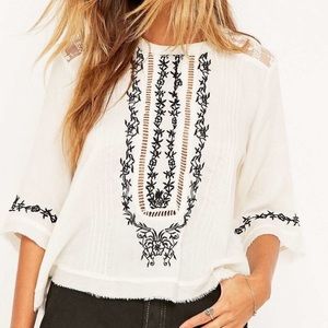 Kimchi Blue White and Black Embroidered Top